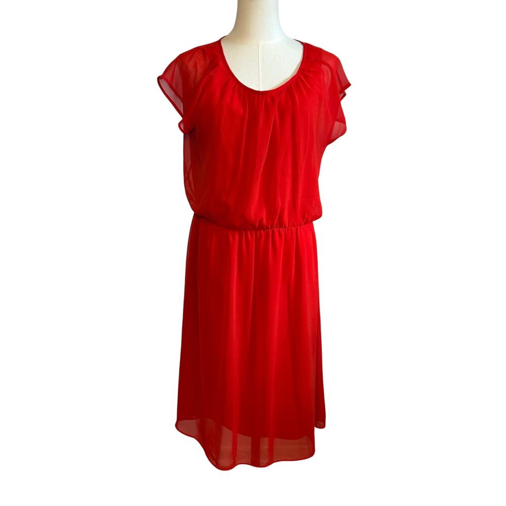 I.N. Studio Red Knee Lenght Midi 14 Dress Minimalist Preppy Glam Coquette Casual